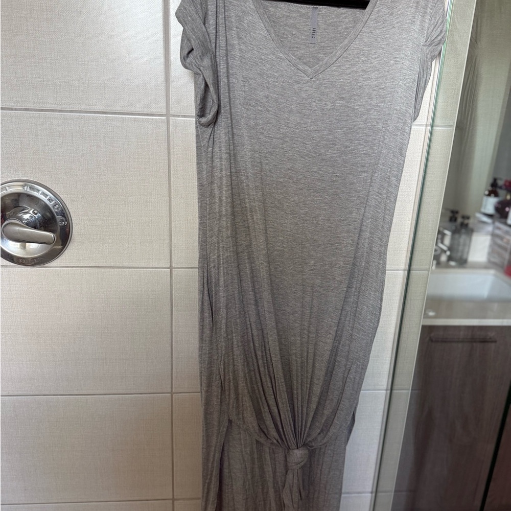 Super soft Jolie Light Gray Maxi Dress with Knot Detail